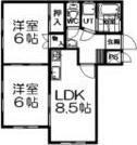 田面ハイツ(2LDK/3階)の間取り写真