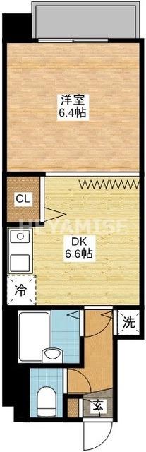 クオーレ鍛冶屋町(1DK/3階)の間取り写真