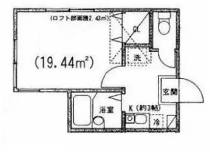 リバティ文京B(1K/2階)の間取り写真