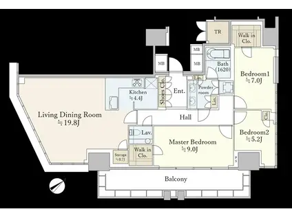 プラウドタワー渋谷(3LDK/18階)の間取り写真