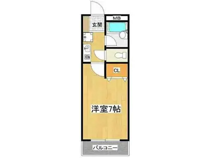 フローラ甲子園口(1K/2階)の間取り写真