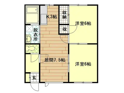 PALACE永山(2DK/2階)の間取り写真