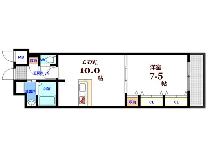 IMAKIYA.BLD(1LDK/8階)の間取り写真
