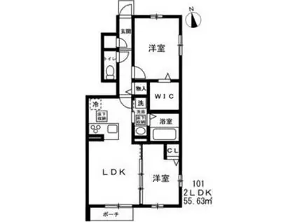 西東京市中町(2LDK/1階)の間取り写真