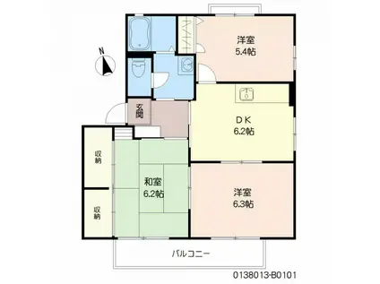 プロムナード蒲原 B棟(3DK/1階)の間取り写真