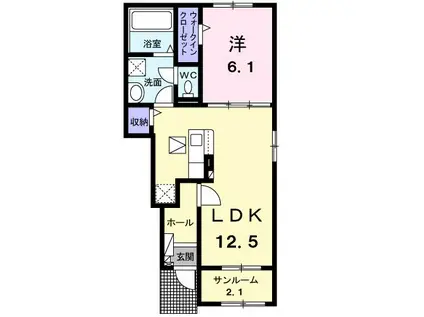 ピアニッシモII(1LDK/1階)の間取り写真