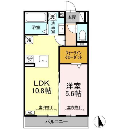 シリウス(1LDK/2階)の間取り写真