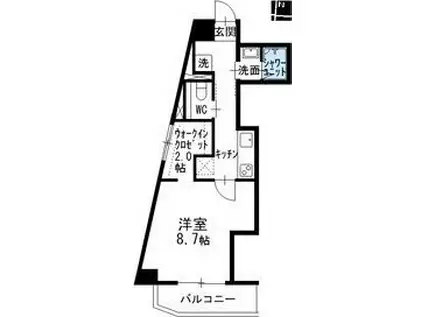 CASA NOAH鶴舞公園II(1SK/7階)の間取り写真