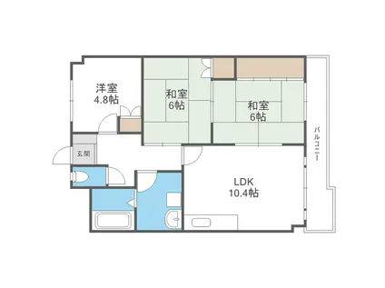 コーポ社領(3LDK/4階)の間取り写真