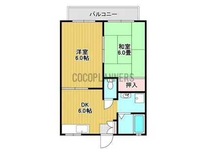 城山フラット(2DK/2階)の間取り写真