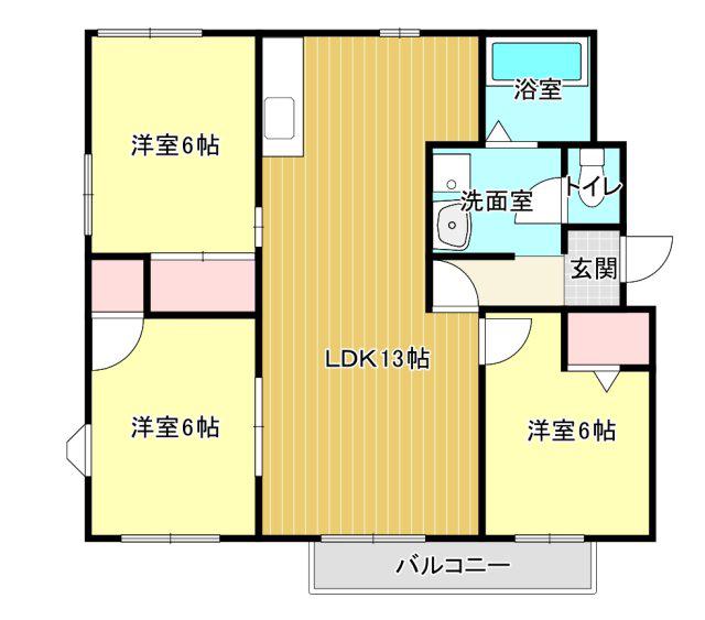 フレグランスタウン(3LDK/2階)の間取り写真