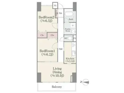 アビタシオン大島(2LDK/3階)の間取り写真