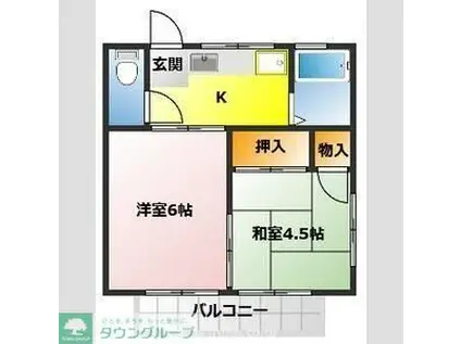 サンハウス松本C(2K/1階)の間取り写真