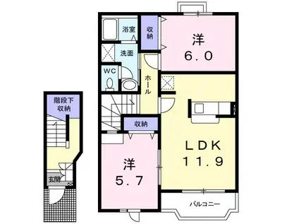 エスペランス・K(2LDK/2階)の間取り写真
