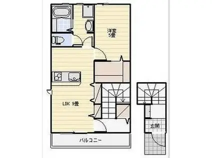 LOTUS河輪(1LDK/2階)の間取り写真