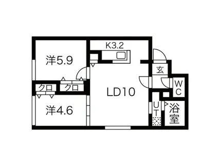 ブランシャールSAPPORO STATION ウエスト(2LDK/2階)の間取り写真