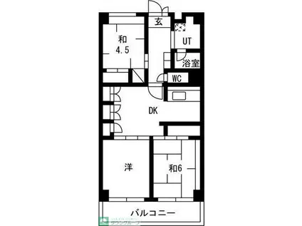 テレパレス横須賀(3DK/4階)の間取り写真