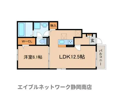 ＪＲ東海道本線 西焼津駅 徒歩30分 2階建 築1年(1LDK/1階)の間取り写真