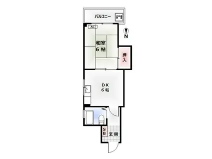 ブラン市村(1DK/4階)の間取り写真