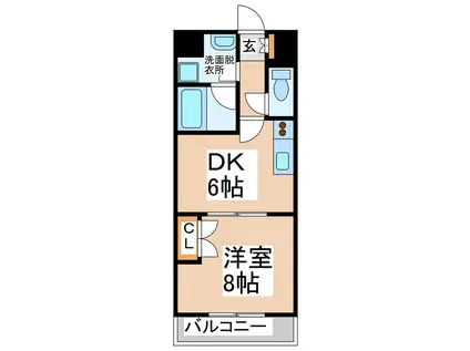 エステートII(1DK/3階)の間取り写真