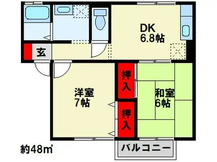 セジュールさなえ(2DK/2階)の間取り写真