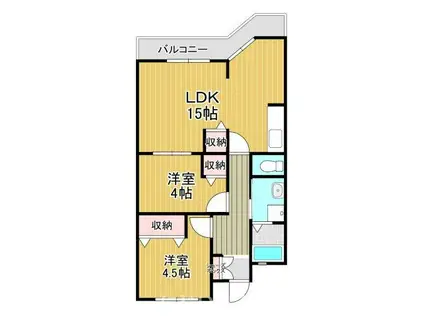 第一眉山マンション(2LDK/2階)の間取り写真