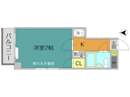エステート亀有(1K/6階)の間取り写真