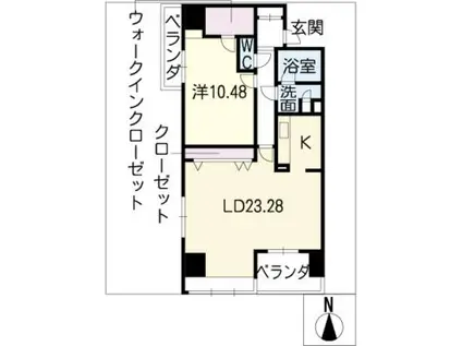 カスタリア伏見(1LDK/11階)の間取り写真