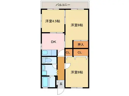 エスポワール(3DK/2階)の間取り写真