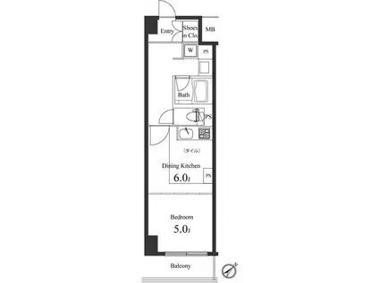 プライマル小石川(1DK/2階)の間取り写真