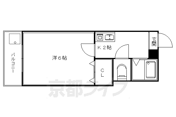 ラトゥール牧眞I(1K/3階)の間取り写真