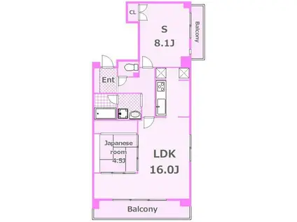 ウェルカーサ横浜関内(1SLDK/9階)の間取り写真