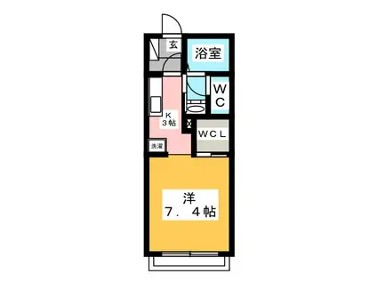 クイーンズタウン(ワンルーム/2階)の間取り写真