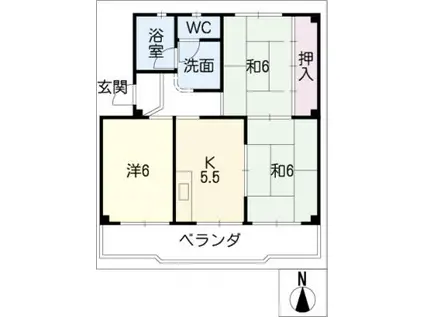 サンライト浅野(3K/2階)の間取り写真