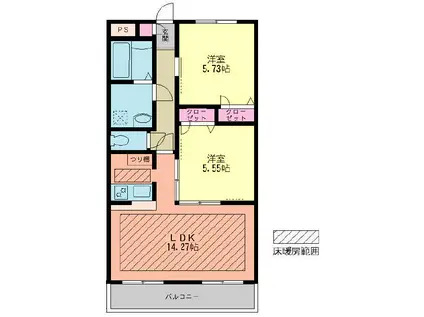 CCR-2014(2LDK/3階)の間取り写真