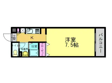 ソフィア21新在家(1K/3階)の間取り写真