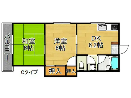ハイツ和(2DK/3階)の間取り写真