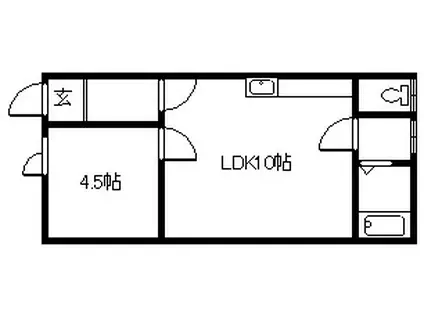 タウンズ9・5(1DK/2階)の間取り写真