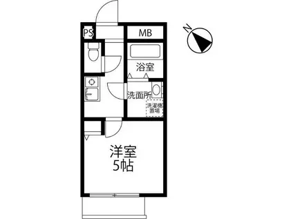 スカイウィング四つ木(1K/1階)の間取り写真