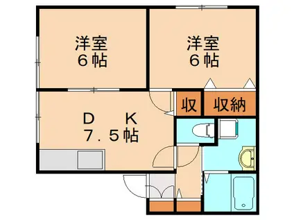 ハイツ上の原(2DK/2階)の間取り写真