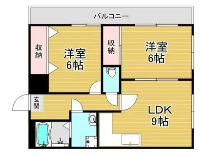 ジオナ塚本(2LDK/3階)の間取り写真