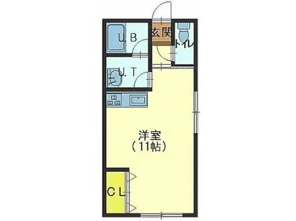 はうす光(ワンルーム/1階)の間取り写真