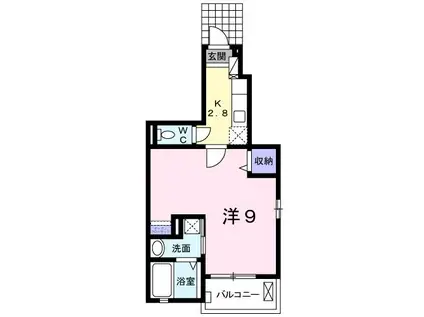 グラニテC(1K/1階)の間取り写真