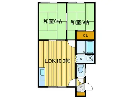 窪田ハイツ(2LDK/2階)の間取り写真