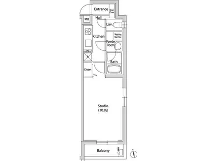 カーサスプレンディッド代官山(1K/1階)の間取り写真