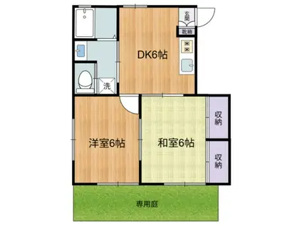 ルミエール東伏見(2DK/1階)の間取り写真