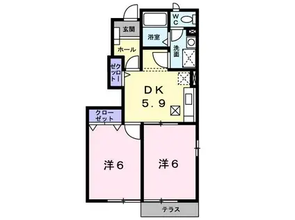 メゾンド・フローレ(2DK/1階)の間取り写真