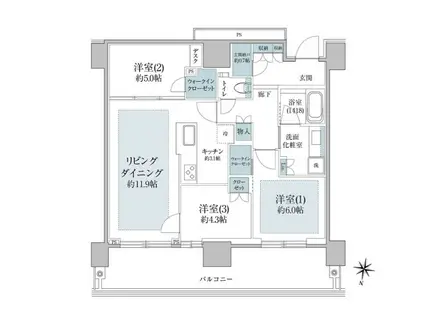 プラウドタワー目黒MARC(2SLDK/29階)の間取り写真