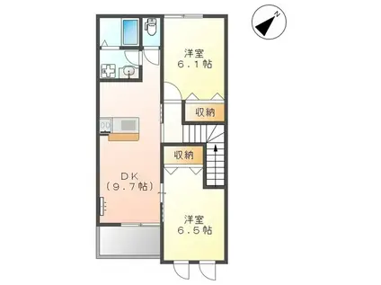 クレシアII(2LDK/2階)の間取り写真