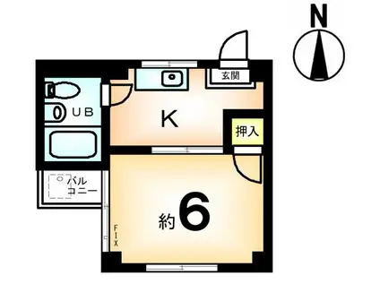 ハイツ青木(1K/2階)の間取り写真